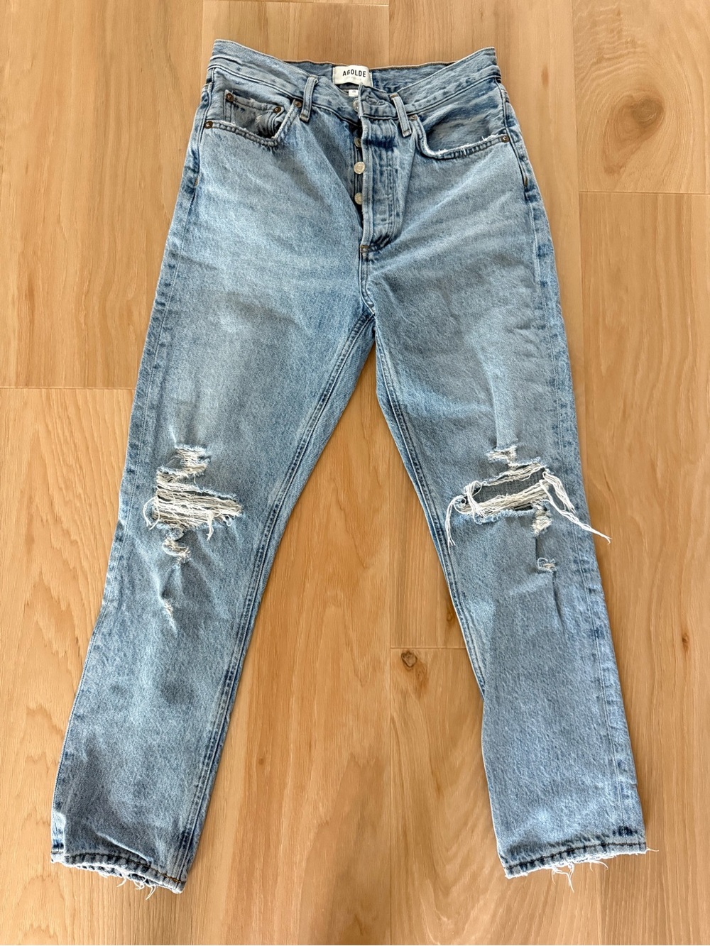 Agolde Light Blue High-Rise Distressed Women's Jeans